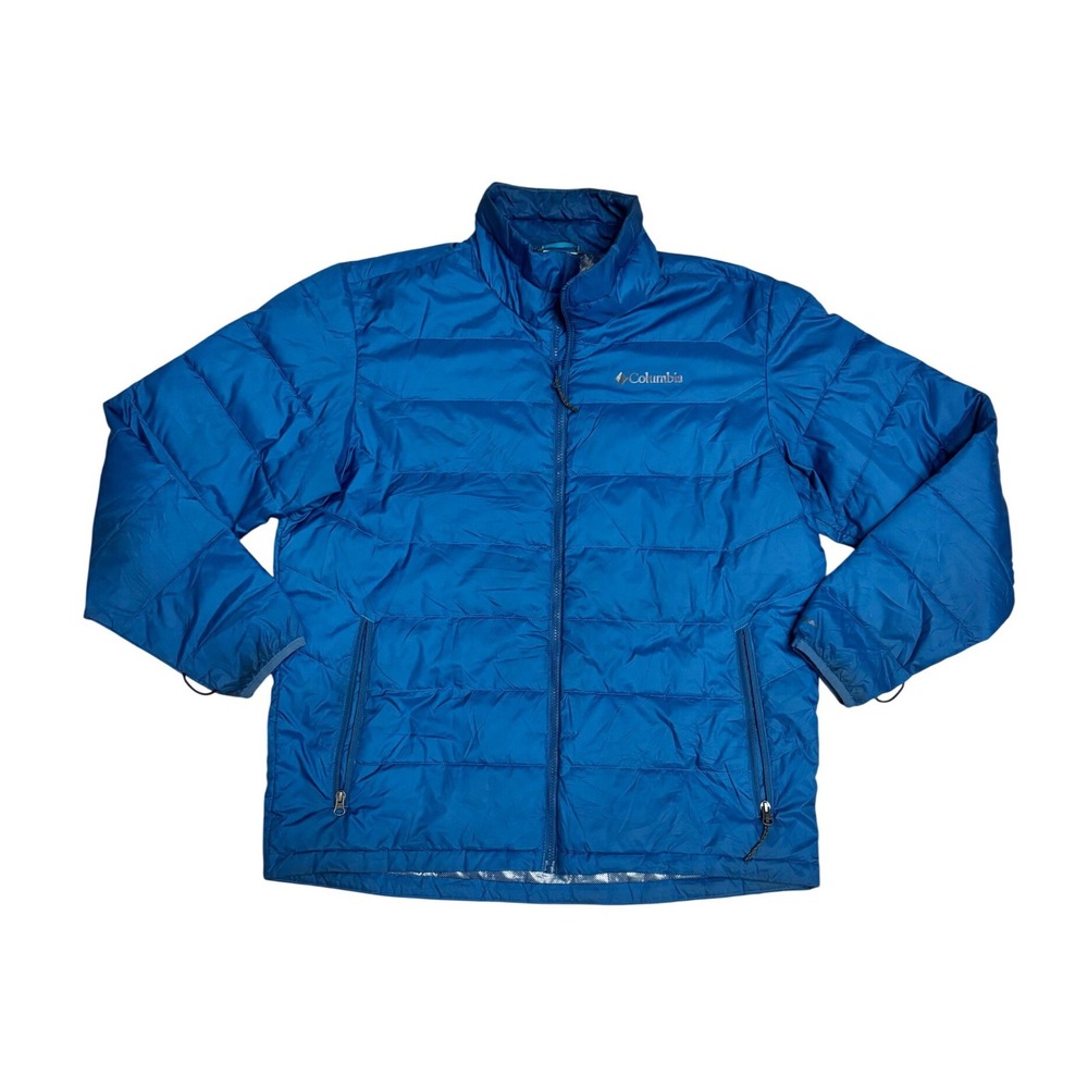 Columbia Interchange Omni-Heat Puffer Jacket Mens Large Blue Full Zip Quilted